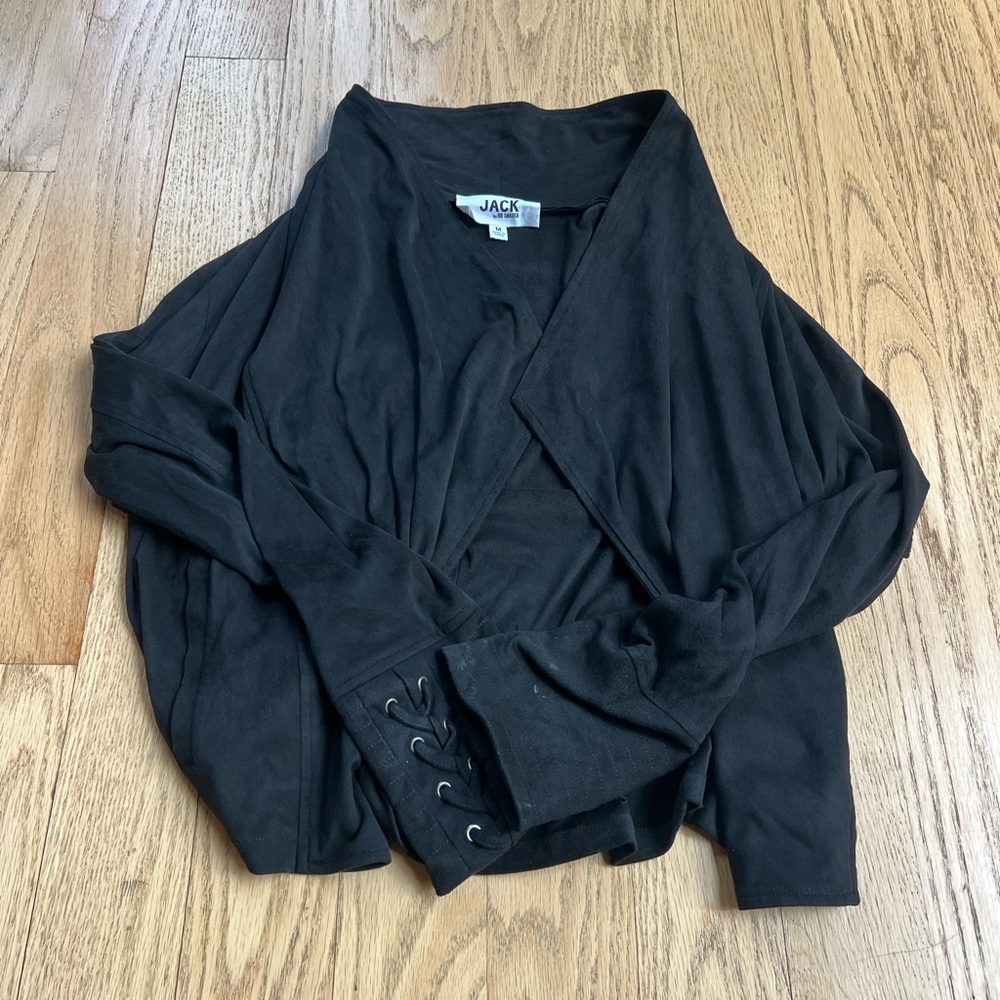 Jack by BB Dakota Black Faux Suede Open Jacket Size M